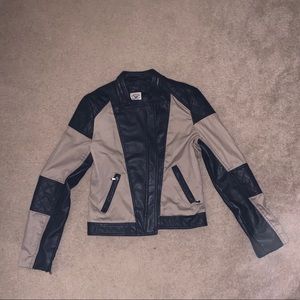 Faux leather moto jacket
